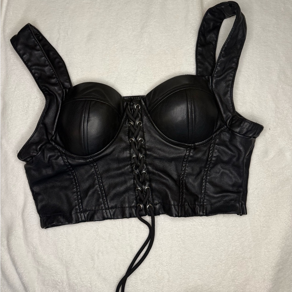 Haute Monde Black Lace-Up Tank Top